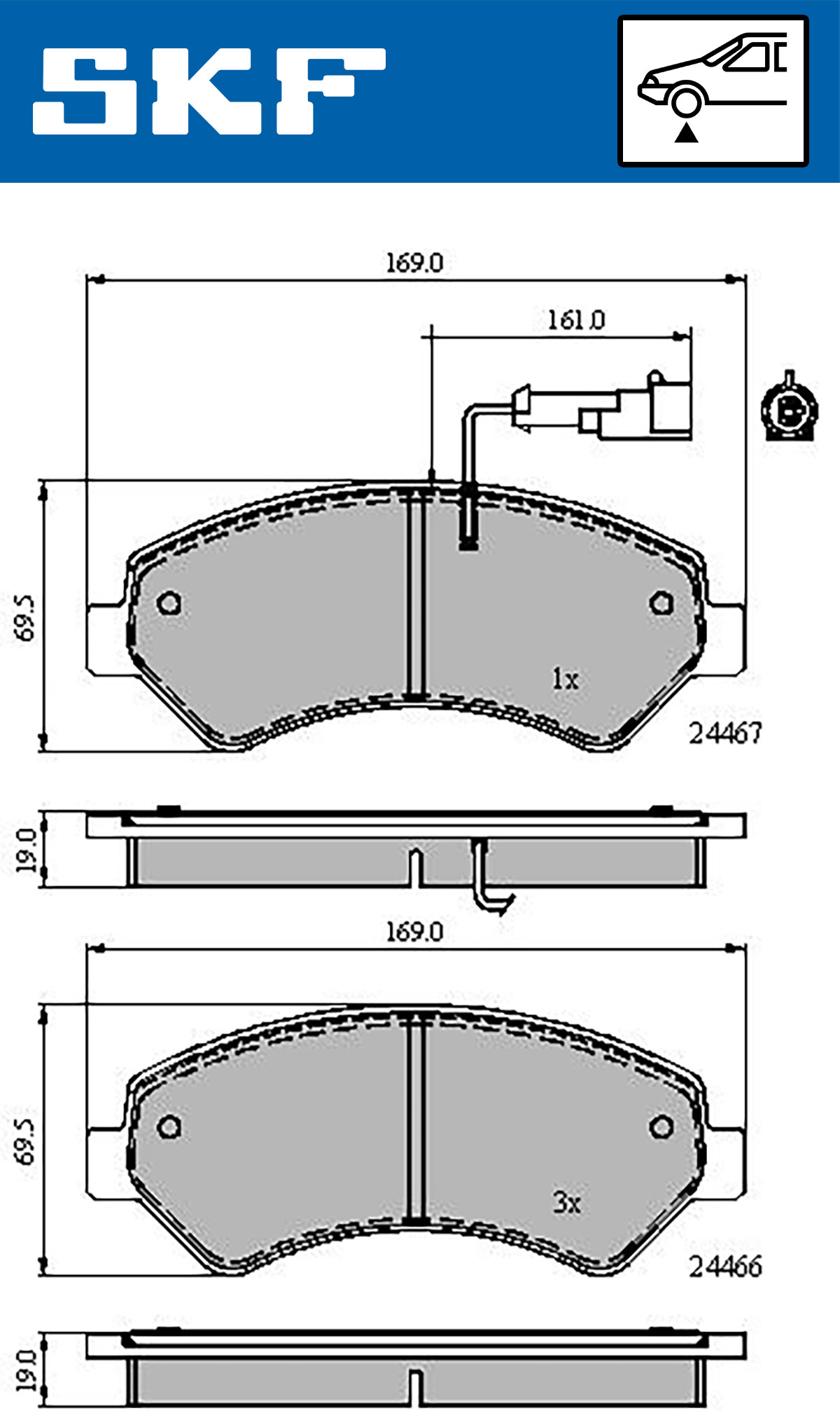 Set placute frana,frana disc VKBP 80210 E SKF